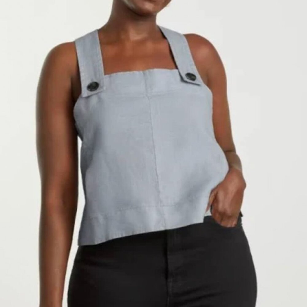 Everlane The Apron Linen Tank Womens 4 Sky Blue Grey